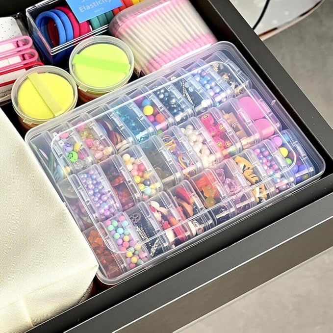 30Pcs Bead Organizer, Clear Plastic Cases for Pearl Bracelets and Small Accessories (1.96x1.96x0.79in)