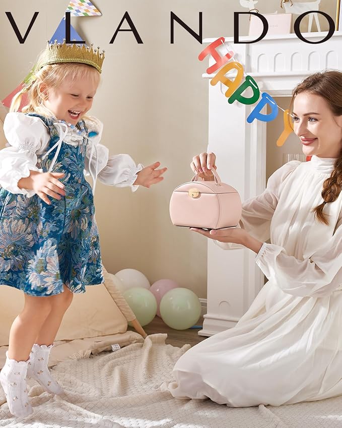 VLANDO Kids Musical Jewelry Box for Girls with Drawer, Music Box with Ballerina and Stickers for Birthday Bedroom Decor, Gifts for Girls Kids Christmas Thanksgiving Gifts 2024 - Light Pink