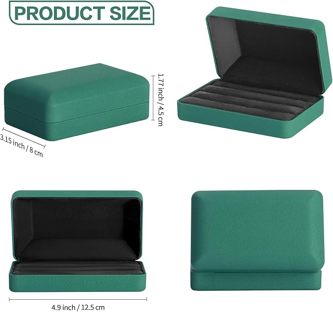 KUKUVR Velet Ring Storage Box, Travel Jewelry Case with 3 Slot Ring Display Organizer (Green)
