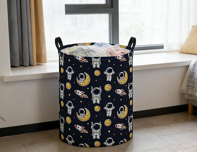 Kids Laundry Basket Space Hamper for Nursery Boys Hamper Cute Kids Storage Bin Room Decor for Home(Astronaut)