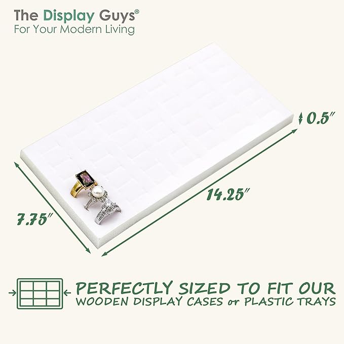 TheDisplayGuys For Your Modern Living 2-Pack 72-Ring Holders Velvet Foam Padding Jewelry Inserts - Tray/Case Liners - Retail Display, Storage (White) by The Display Guys