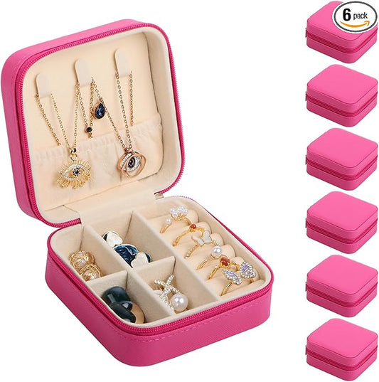 17Dec 6-Pack Small Travel Jewelry Case Organizer,Mini Travel Essentials for Women,Bridesmaid Gifts Birthday Gifts for Women,Small Jewelry Box for Girls 8-12