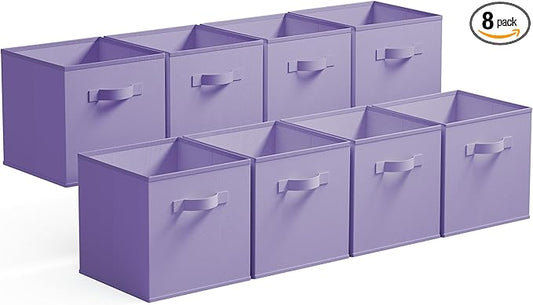 GRANNY SAYS Cube Storage Bins, 11 Inch Cube Storage Organizer, Fabric Collapsible Storage Bins, Storage Cubes for Shelves, Closet, Lavender Purple, 8-Pack