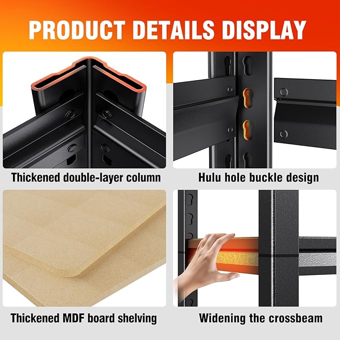 3 Pack Garage Shelving Heavy Duty 5-Tier Storage Shelves, Adjustable Shelving Unit, Utility Garage Organizer Shelf for Basement, Pantry, Kitchen, Warehouse, Supermarket, 12" Dx28 Wx71.2 H