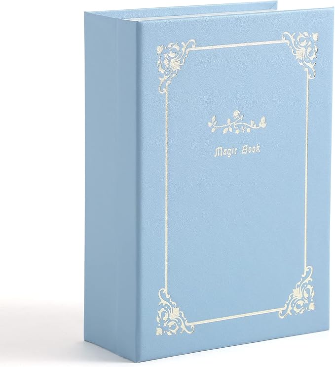CASEGRACE Jewelry Box Organizer PU Leather Diary Jewelry Box with Magic Book Design Jewelry Case for Earrings Bracelet Necklace Rings Storage for Women, Blue