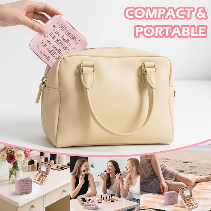 GAOLZIUY Friendship Gifts for Women, Best Friend Travel Jewelry Box, Our Laughs are Limitless, Our Memories are Countless, Birthday Gift for Female Friends Bestie Soul Sister BFF