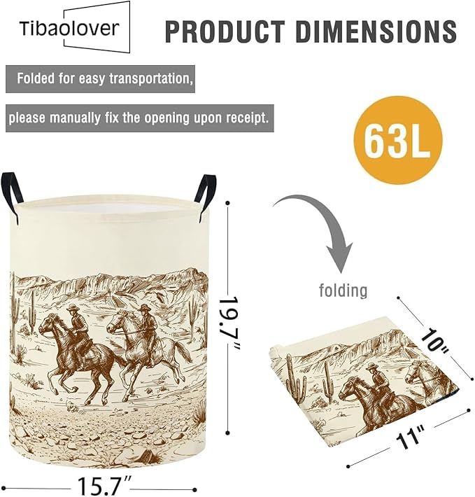Baby Laundry Basket Baby Nursery Hamper Kids Laundry Basket Toy Storage Bin for Boys Room Decor Gift Baskets for Bedroom Bathroom(Cowboy)