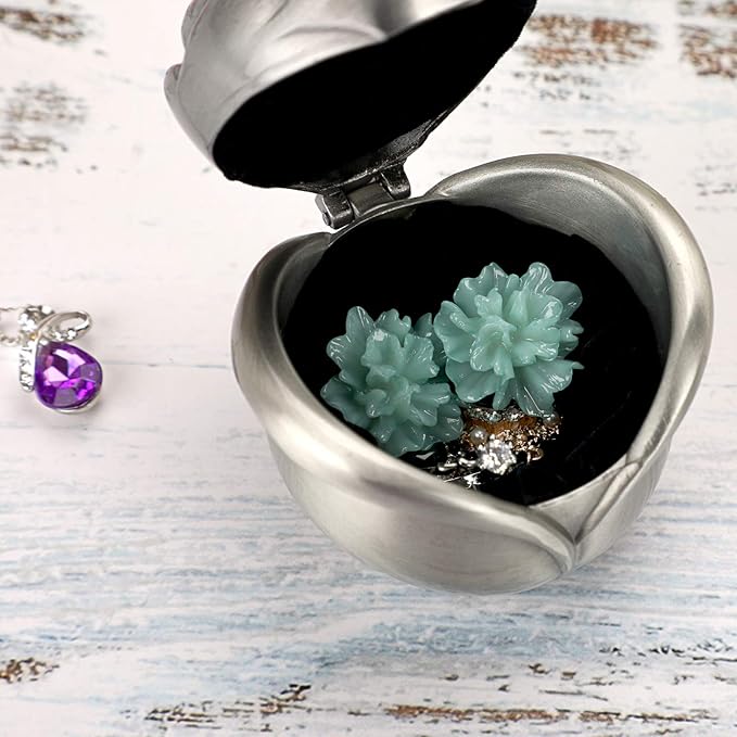 Hipiwe Rose Shape Vintage Jewelry Box - Small Trinket Storage Holder Case Keepsake Organizer Box for Rings Earrings Necklace Treasure, Gift for Women, Large