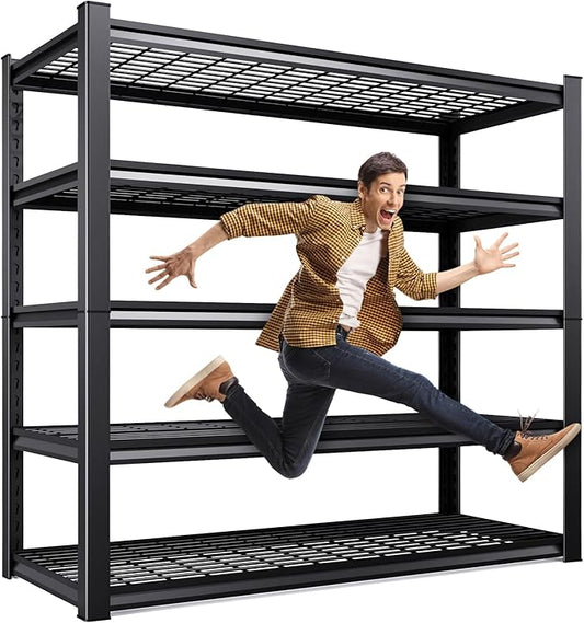 46 ''W Storage Shelves, 71‘’H Garage Shelving, Adjustable Garage Shelves, 3000lbs Heavy Duty Shelving ,5 Tier Garage Storage Shelves,Easy-To-Install Metal Shelf Storage Rack Shelving Unit For Kitchen