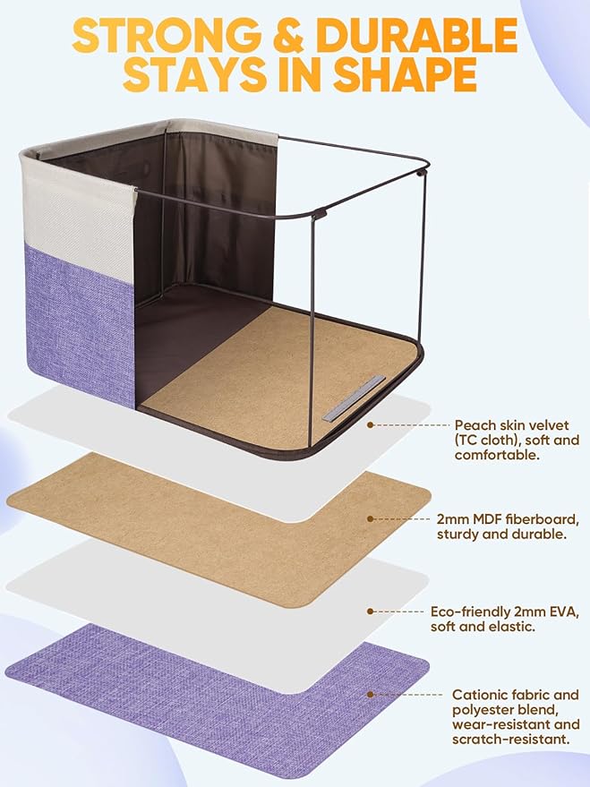BALEINE 1 Pack Fabric Closet Storage Bins for Shelves, Linen Closet Organizers and Storage, Decorative Baskets for Organizing, Shelf, Clothes, Home, Office (Lavender, 14''x10''x8.5'')