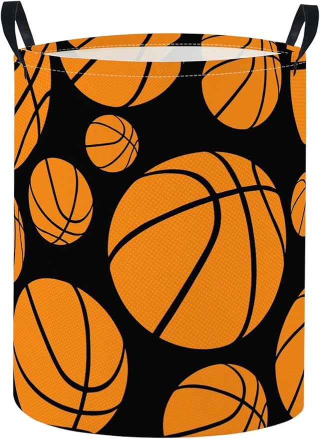 Baby Laundry Basket Baby Nursery Hamper Kids Laundry Basket Toy Storage Bin for Boys Room Decor Gift Baskets for Bedroom Bathroom(Basketball)