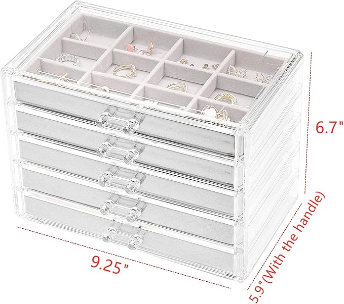 Cq acrylic Jewelry Organizer With 5 Drawers