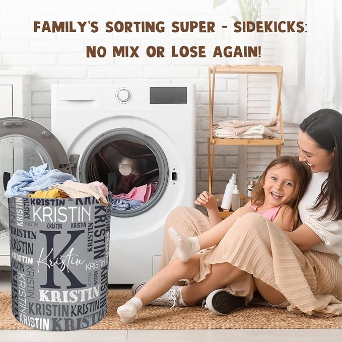 Custom Name Laundry Hamper, Personalized Laundry Basket with Name for Baby Boys Girls, Customized Collapsible Dirty Clothes Hamper Storage with Handles for Bedroom Bathroom Dorm Room Decor