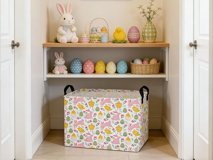 Rectangular Easter Basket Kids Basket Rectangular Cute Storage Bin Organizer Box Room Decor for Home Decor.