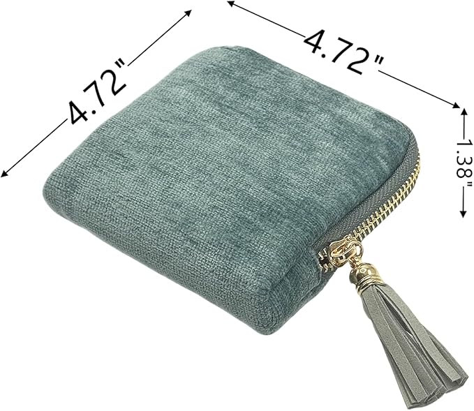Small Travel Jewelry Case - Jewelry Travel Organizer Bag with Tassel Zipper for Bracelets, Necklaces, Bangles, Jewelry Organizer Storage Bag Gift for Women Girls - LJB001-Mint Blue