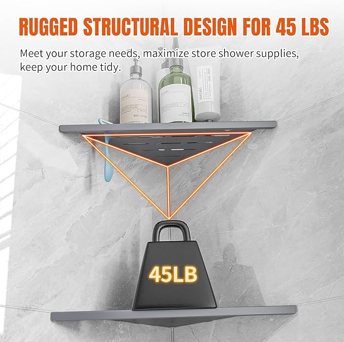 Corner Shower Shelves with Rozar Hole,Rustproof Stainless Steel Corner Shower Caddy Organizer Modern Sturdy Shower Shelf for Inside Shower 10" Large Capacity No-Drill Rack Storage Bathroom Accessories