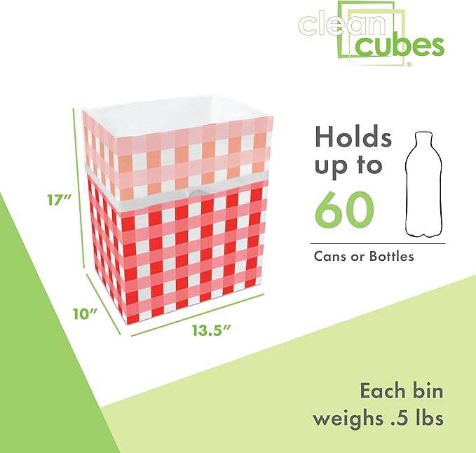 Clean Cubes 13 Gallon Disposable Pop-Up Trash Cans (3-Pack) with Fitted Bags – Foldable Garbage & Recycling Bins for Parties, Events & Kitchen (Picnic, 17" H x 13.5" W x 10" D)