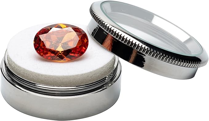 Small Loose Diamond or Gemstone Display Box Case Holder Show Container Metal (Silver- 1.7x0.7)