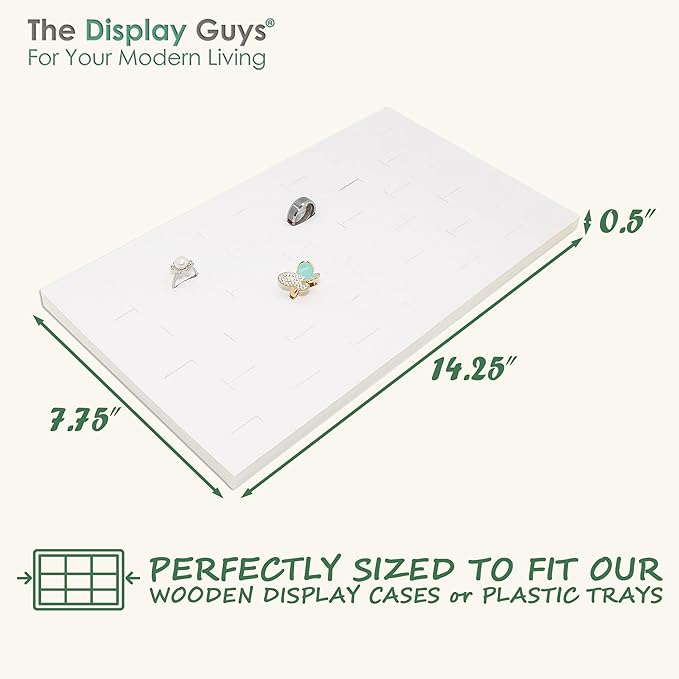 TheDisplayGuys For Your Modern Living 2-Pack 36-Ring Holders Velvet Foam Padding Jewelry Inserts - Tray/Case Liners - Retail Display, Storage (White) by The Display Guys