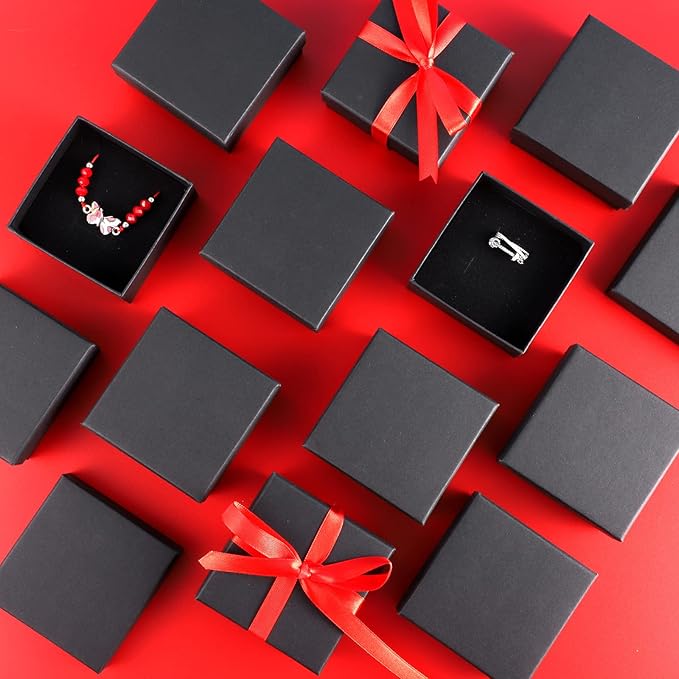 WSICSE 12pcs Jewelry Gift Boxes Small Gift Boxes for Necklace Ring Earring Jewelry Storage Box Cotton Filled Earring Boxes Gift Jewelry Organizer for Valentine's Day, Mother's Day