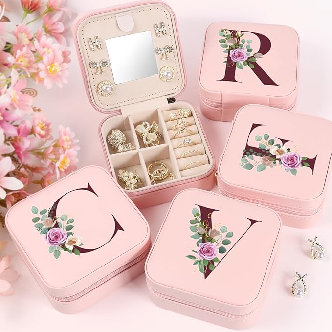 MFXIP Easter Basket Stuffers for Teens Essentials, Valentines Day Christmas Stocking Stuffers for Women Teen Girl Gifts Trendy Stuff Travel Jewelry Box Case Organizer Personalized Birthday Gifts