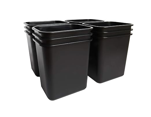 United Solutions 7 Gallon / 28 Quart Efficient Trash Wastebasket, Fits Under Desk, Small, Narrow Spaces in Commercial, Kitchen, Home Office, Dorm, Easy to Clean, Black (Pack of 12)