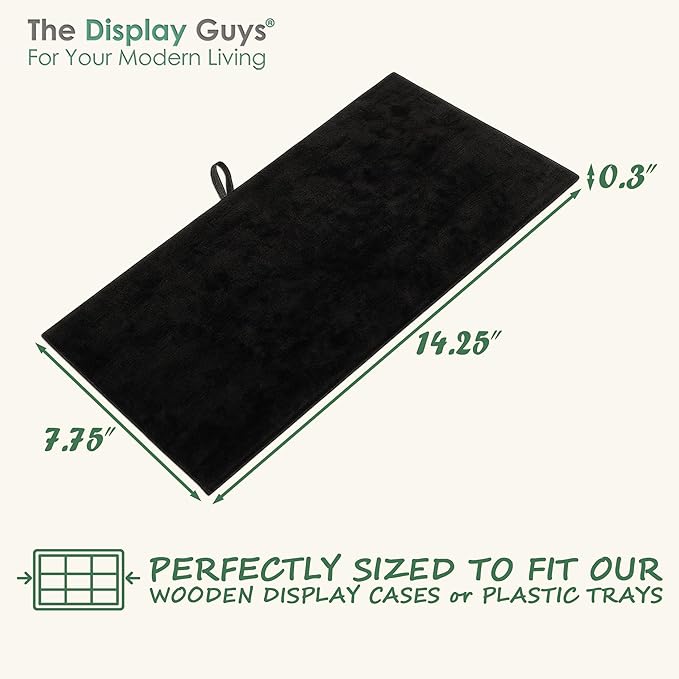 TheDisplayGuys For Your Modern Living 2-Pack Flat Foam Cushion Jewelry Display Pad Inserts - Velvet - Tray/Case Liners - Necklaces, Bracelets, Watches (Black) by The Display Guys