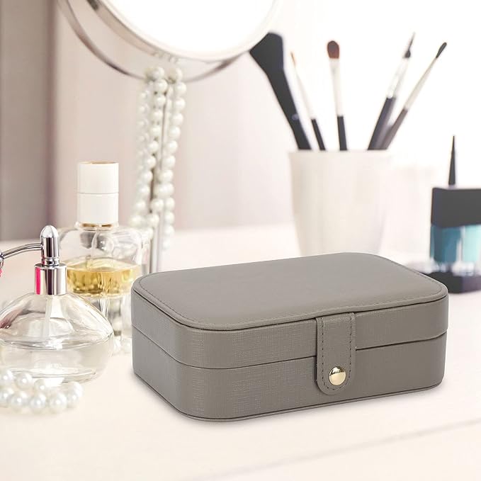 FEISCON Jewelry Organizer, Small Jewelry Box Mini Jewelry Travel Case Storage and Organizer Portable Jewelry Storage Box/GRAY
