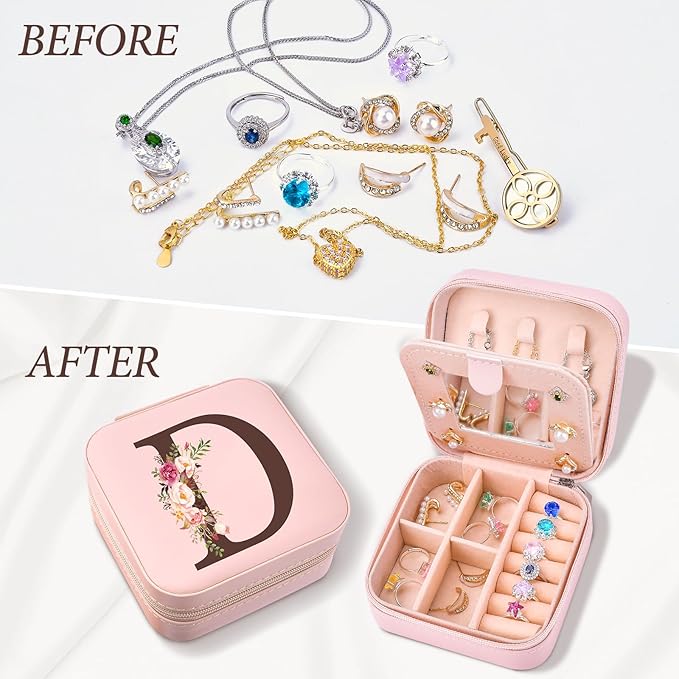 Inngeroo Christmas Gift for Women, Christmas Travel Jewelry Case Box Organizer Personalized Gifts for Mom Wife Women, Gift for Friend Sister Grandma Aunt
