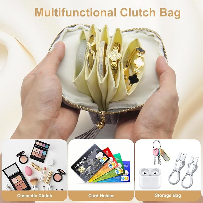 Small Travel Jewelry Case, Mini Jewelry Box, Purse Organizer Pouches for Travel and Everyday Jewelry Organizer Storage (Gray)