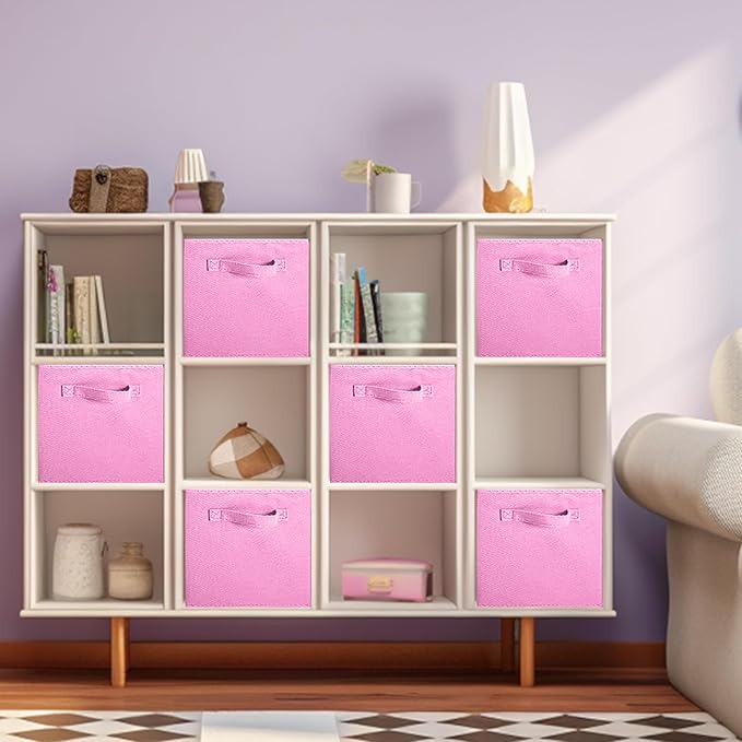 ShellKingdom Foldable Fabric Storage Cubes and Cloth Organizer Drawer for Closet and Toys, 2 Pack (Pink)