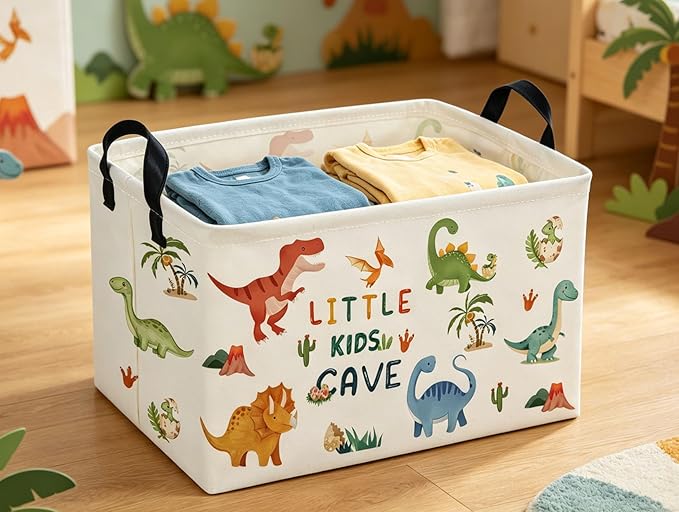 Rectangular Kids Baskets Dinosaur Basket Cute Storage Bins Organizer Box Boys Room Decor for Home.(Coco dinosaur)
