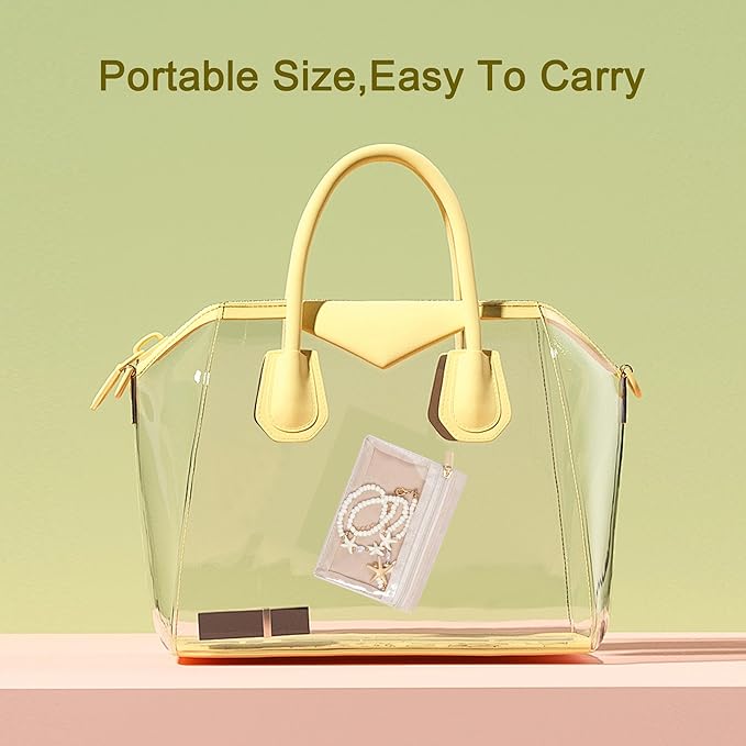 Frebeauty Travel Jewelry Organizer, 6 Pcs Velvet Jewelry Pouch Bag with Zipper Pocket, Visualization Design for Rings, Earrings, Necklace