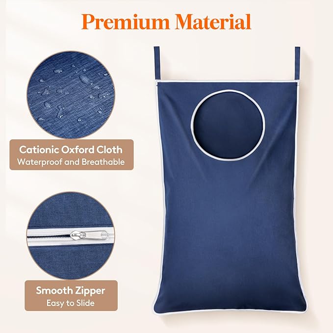 Lifewit 1 Pack Over Door Laundry Hamper, Large Collapsible Hanging Laundry Hamper, Hanging Laundry Basket Bag for Bathroom Bedroom Dirty Clothes Storage Organizer, Dark Blue