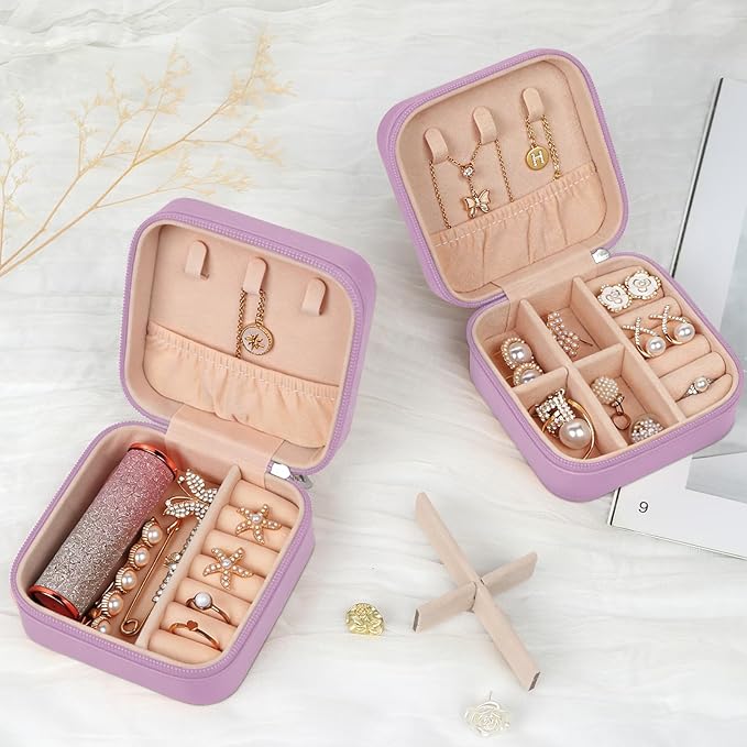 MFXIP Travel Jewelry Case Small Jewelry Box Jewelry Organizer Storage Case Portable PU Leather Mini Jewelry Travel Case for Girls Womens Earring, Necklace, Rings,Bracelets
