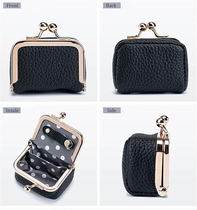 DOMELIFE Genuine travel jewelry case - Vintage Kiss Lock Jewelry Box for Women, Portable Mini Coin Purse Gift with Antique Brass Clasp for Rings and Earrings Necklace (BLUE)