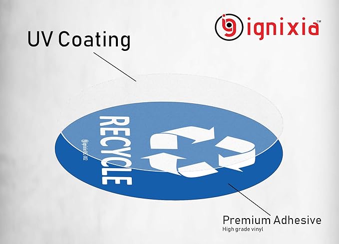 IGNIXIA Recycle & Trash Stickers Combo, Trash Bin Decals Recycle Sticker Trash Symbols Sticker 4 X 4 Inches PVC Vinyl Self Adhesive (Blue and Black)