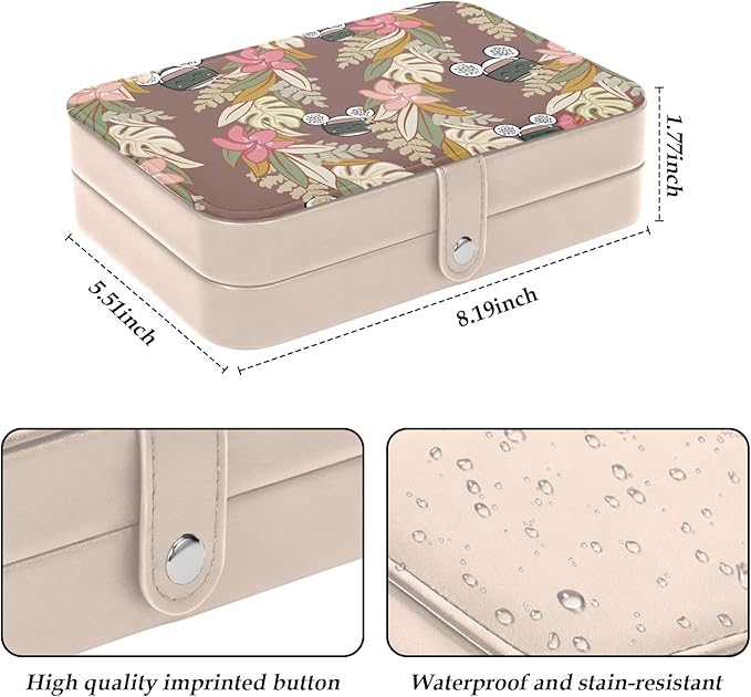 Cute Jewelry Box Small Portable Jewelry Case Travel Jewellery Holders Jewellery Organizer for Necklaces Earrings Rings Bracelets Birthday Christmas Gifts for Mom Wfie Girlfriend Daughte