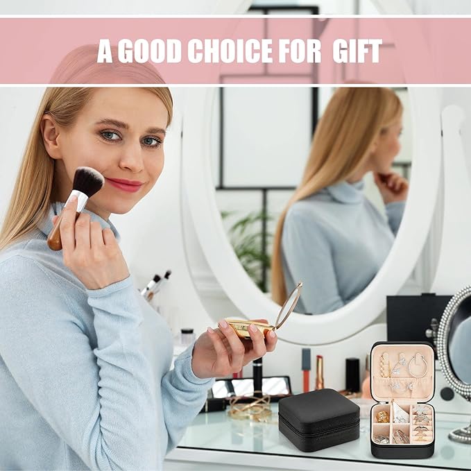 Taiyin Travel Jewelry Case, Bridesmaid Gifts Mini Jewelry Organizer, PU Leather Portable Earring Box for Women Girls