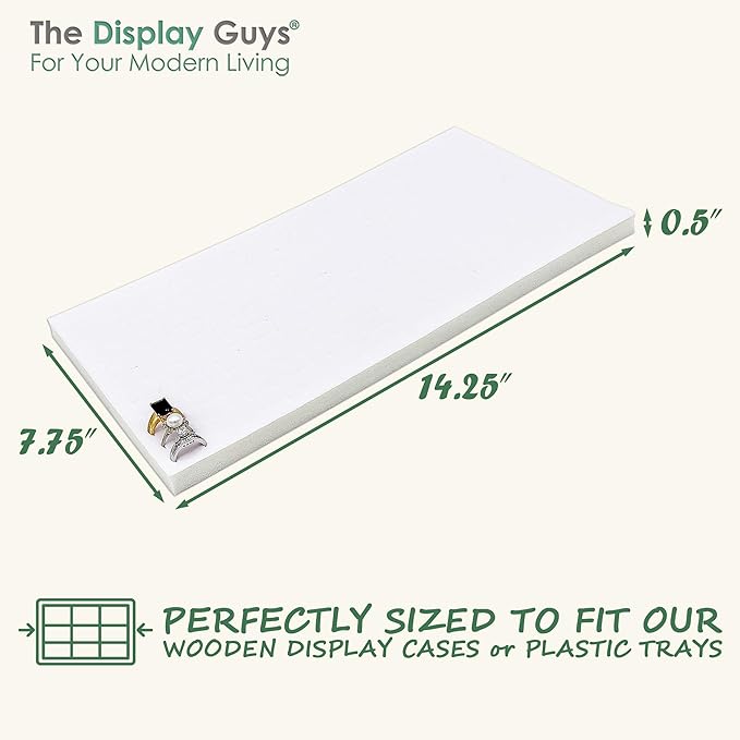 TheDisplayGuys For Your Modern Living 2-Pack 144-Ring Holders Velvet Foam Padding Jewelry Inserts - Tray/Case Liners - Retail Display, Storage (White) by The Display Guys