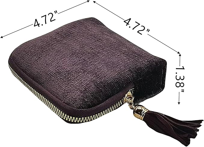 Small Travel Jewelry Case - Jewelry Travel Organizer Bag with Tassel Zipper for Bracelets, Necklaces, Bangles, Jewelry Organizer Storage Bag Gift for Women Girls - LJB001-Purple
