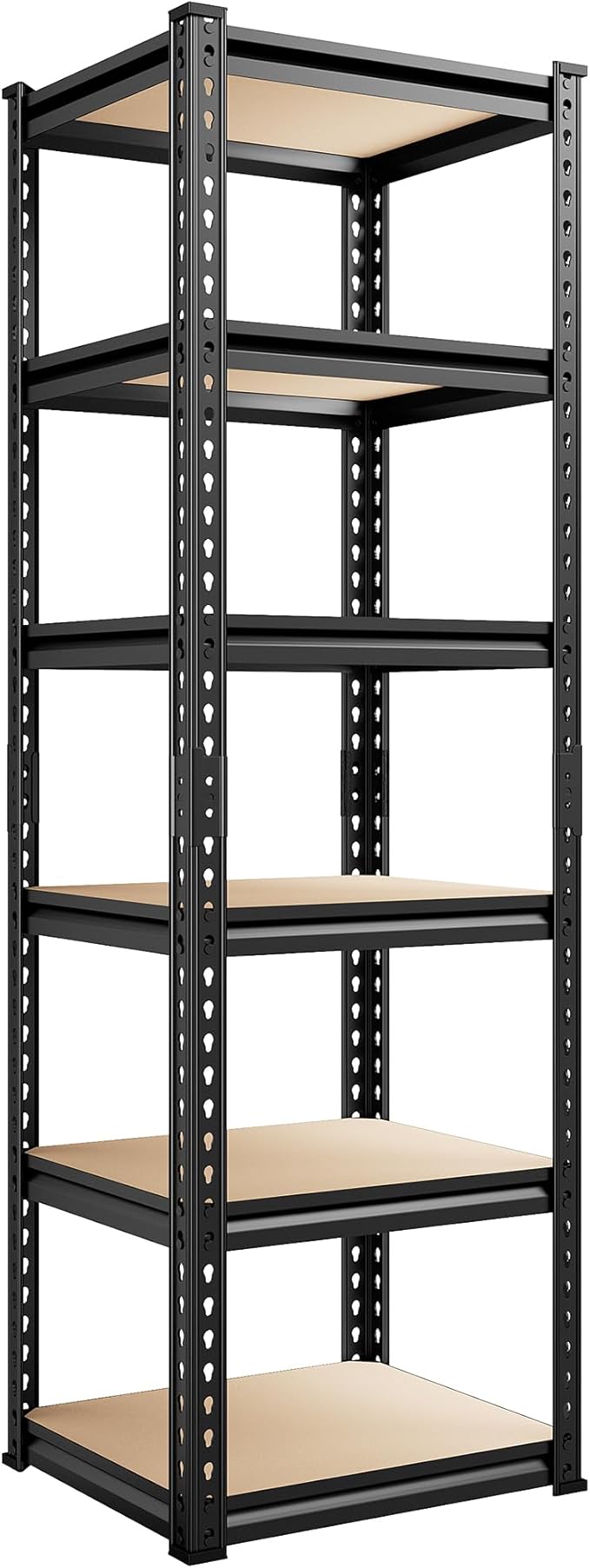 REIBII Storage Shelves 6 Tier Garage Shelving, Adjustable Shelving Units Loads 2250LBS, Narrow Shelves Units and Storage for Kitchen, Pantry, Garage, Closet, Basement, 16" W x 16" D x 72" H