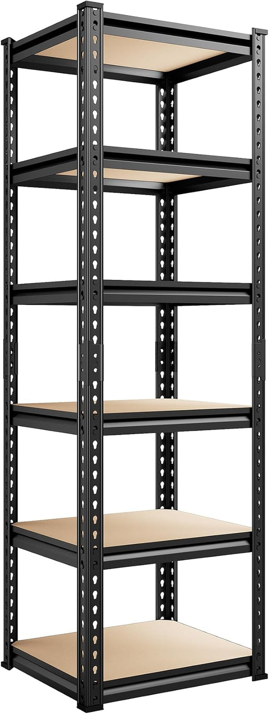 REIBII Storage Shelves 6 Tier Garage Shelving, Adjustable Shelving Units Loads 2250LBS, Narrow Shelves Units and Storage for Kitchen, Pantry, Garage, Closet, Basement, 16" W x 16" D x 72" H