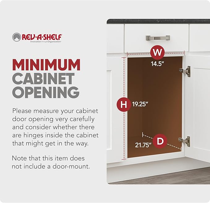 Rev-A-Shelf RV-18KD-11C S Double Pullout Trash Can for Kitchen Cabinets 35 Qt Garbage Recycling Bin on Full-Extension Slides, White