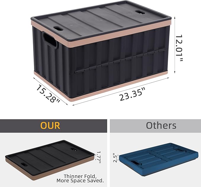 Citylife 64L Collapsible Storage Bins with Lids Plastic Storage Containers for Organizing Stackable Storage BoxLarge Heavy Duty Utility Crates, 4 Packs