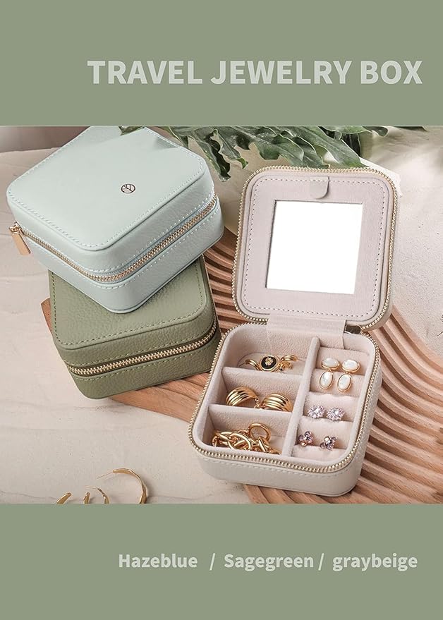 S.Leaf Initial Travel Jewelry Case Jewelry Boxes for Women Small Jewelry Box Travel Jewelry Box Jewelry Gift Boxes Jewelry Travel Case Jewelry Organizer Box Portable Travel Jewelry Case Letter D