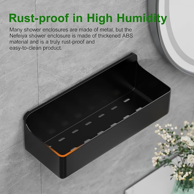 Adhesive Shower Caddy 6 Pack Rustproof Shower Shelves for Inside Shower No Drilling Bathroom Organizers and Storage with Soap Holder Large Rack Clear Black