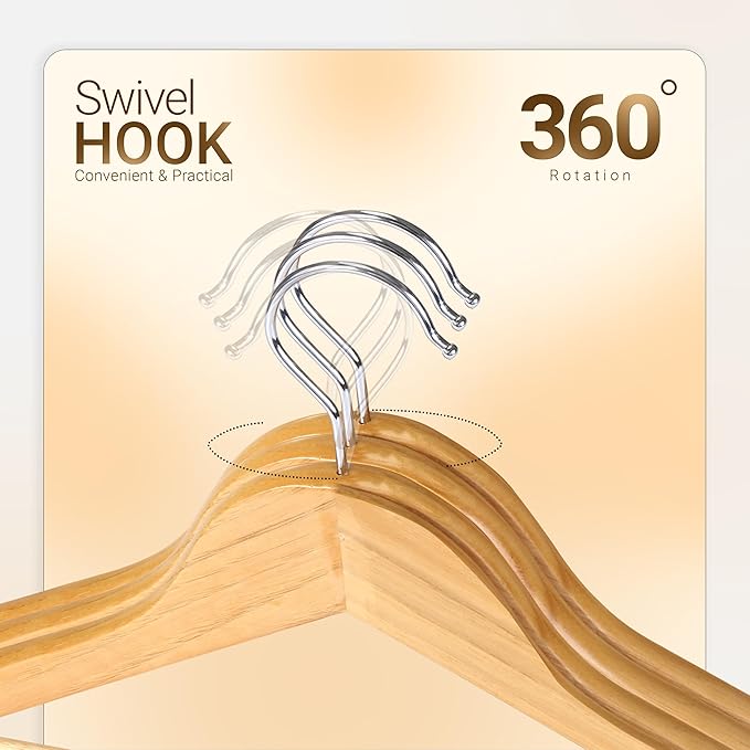 Utopia Home Premium Wooden Hangers 10 Pack - Durable & Slim Coat Hanger - Suit Hangers with 360-Degree Rotatable Hook - Wood Hangers with Shoulder Grooves (Natural Color)