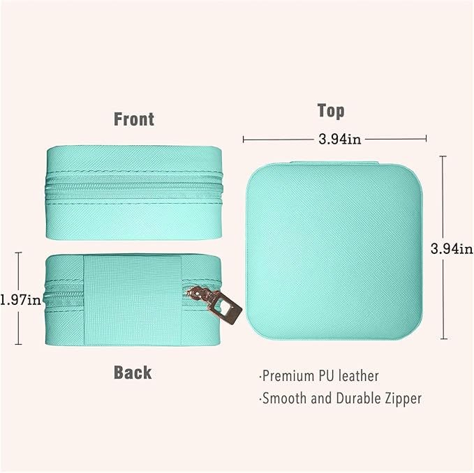 Small Travel Jewelry Box, Portable Mini Jewelry Leather Box Jewelry Ring Organizer Case Storage Holder Gift Boxes for Girls Women, Blue