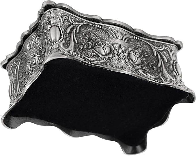 Hipiwe Vintage Jewelry Box, Small Enameled Trinket Box Organizer Rectangular Treasure Chest Box Jewelry Decorative box Keepsake Gift Box Case for Women,3.7x 2.7x 2 inch